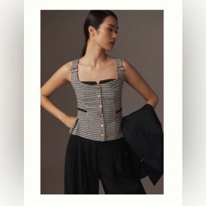 Maeve Black and White Houndstooth Blouse from Anthropologie